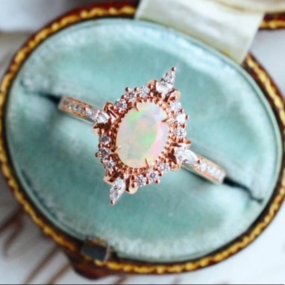 💎Gold plated Australian fire opal ring - Picture 3 of 5